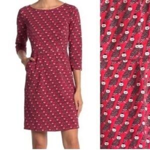 Boden NWT Owl Novelty Print 100% Cotton Cute Quirky Fall Winter Dress size 2